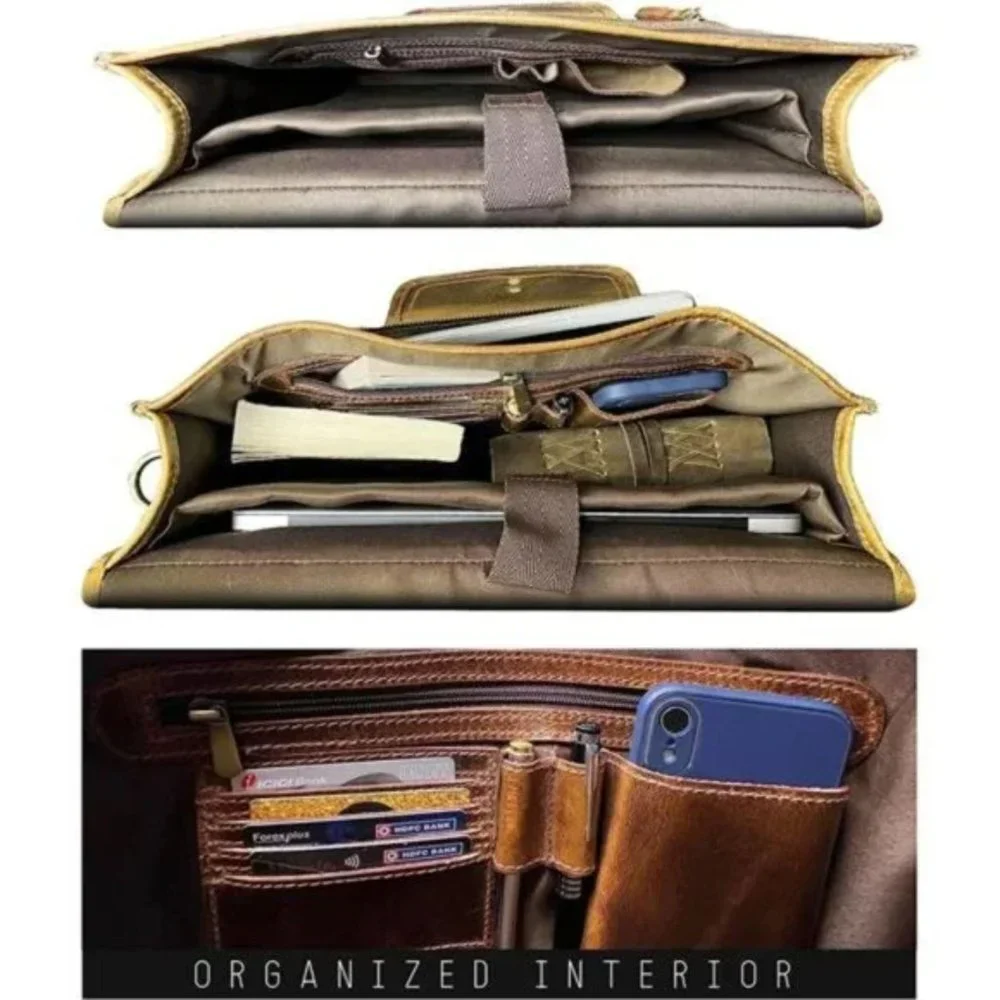 Classic Brown Leather Laptop Bag